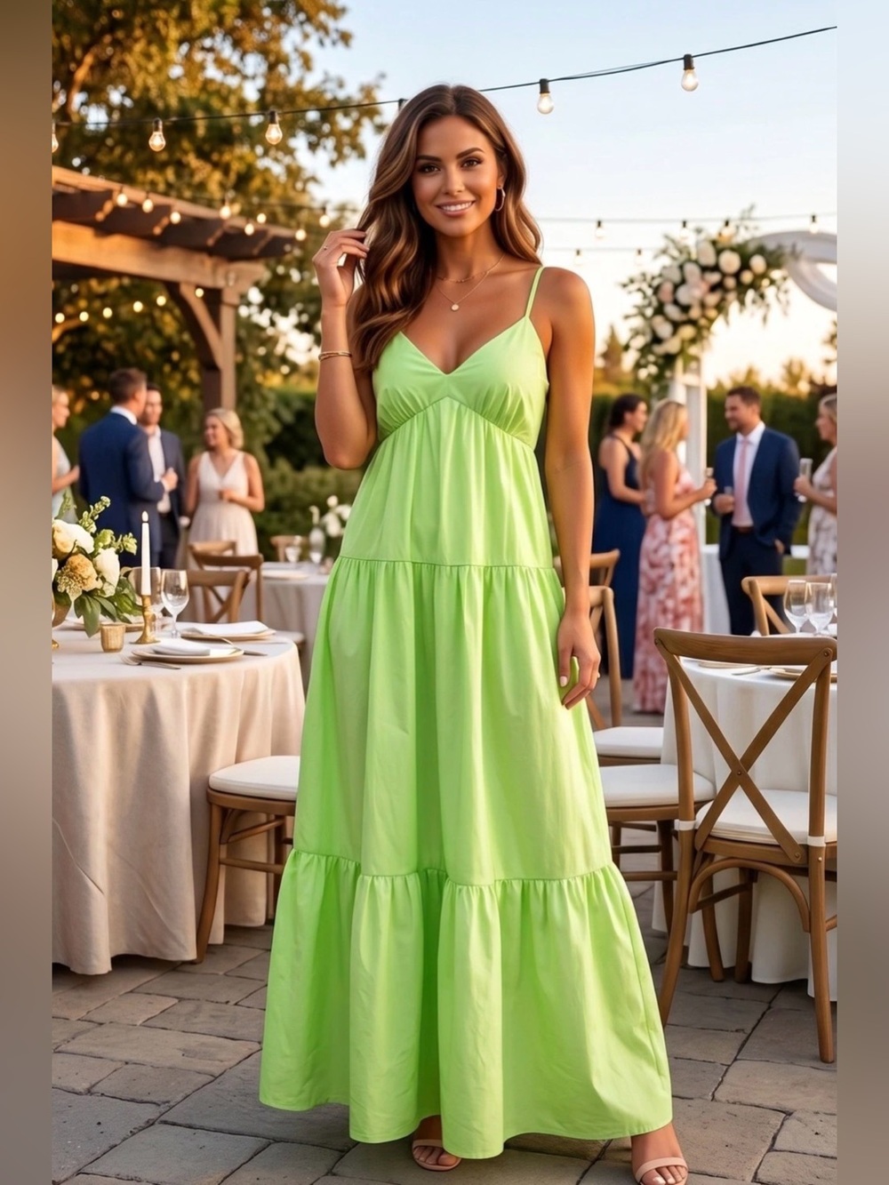 A New Day WOMEN'S Smocked taffeta long dress / light green/ size M NWT